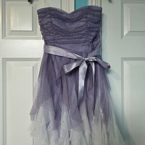 Elegant Lavender and White Strapless Dress